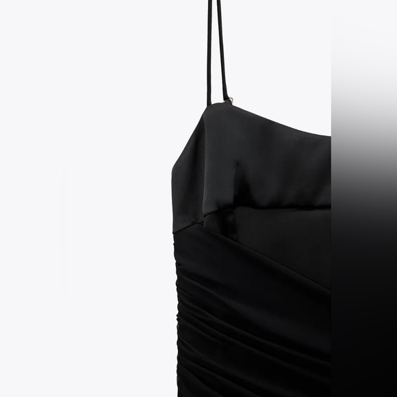 Zara mesh contrast black mini ruched dress - Picture 5 of 5